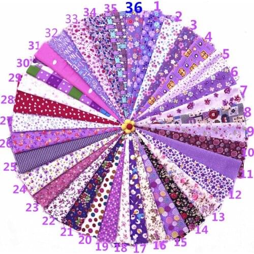 36 color mixed purple flower Printed cotton Fabric for Handmade Sewing Material Patchwork Curtain Needlework DIY craft 20*30cm