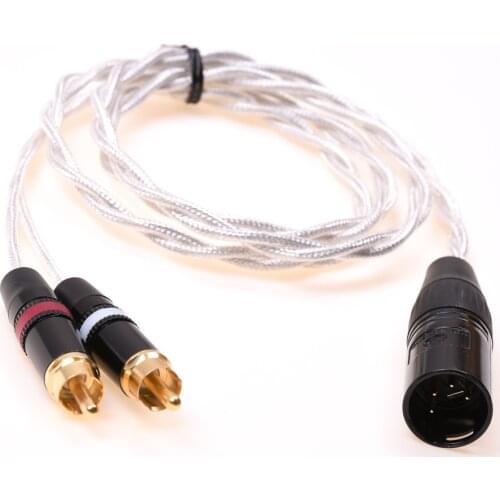 4pin XLR Male to Dual RCA Male Balanced Audio Cable Silver Plated Shield Cable Audio Adapter