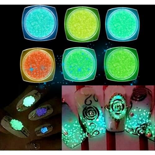 7g Fluorescent Nail Powder Long Lasting Glow Nail Powder Pigment Halloween Luminous spar irregular drill Nail Art Decoration