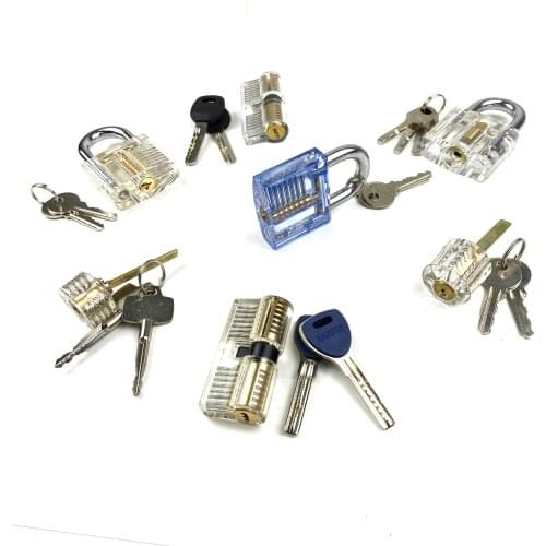 7pcs Transparent Locks for Pick Practice,Professional Locksmith Training Locks