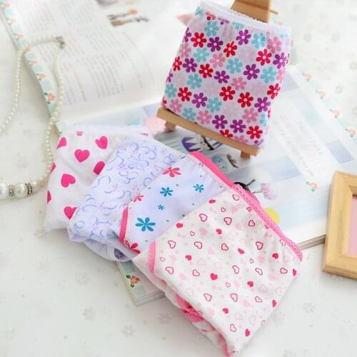 6 Pcs/lot New Candy Colors Mix Styles 100% Cotton Print Childrens Underwear Panties for 2-12 Years Baby TNN0085