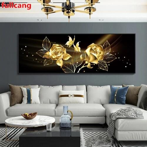 Abstract flower golden rose diy Diamond Painting mosaic Diamond stitch Full drill 5d floral diamond Embroidery home Decor JX2391