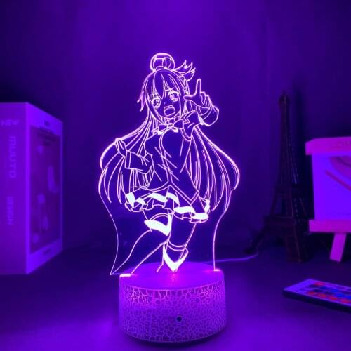 Acrylic Table Lamp Anime KonoSuba Manga Aqua Led Night Light Gift To Girlfriend Anime Room Decor Night Lights