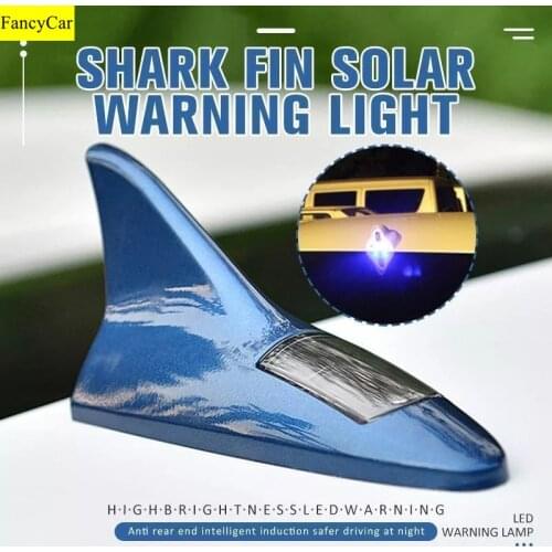 Car Radio Signal Antenna Solar Shark LED Light Car Roof Sensor Light Car Accessories Decoration Lithium Battery Flashing Lamps