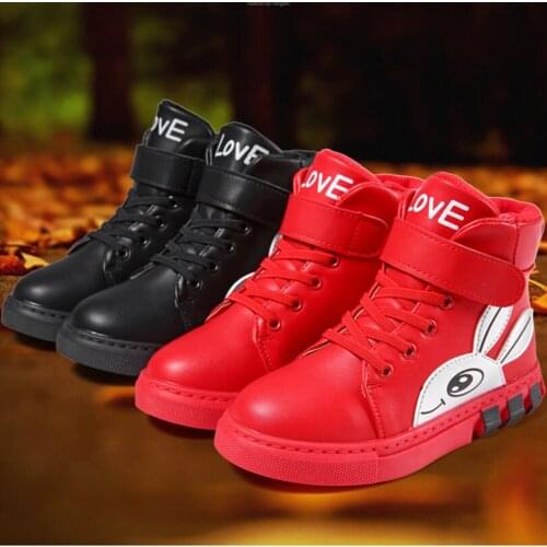 Girls boots autumn and winter two cotton short boots 2019 new children plus velvet Martin boots snow shoes older childrens shoe