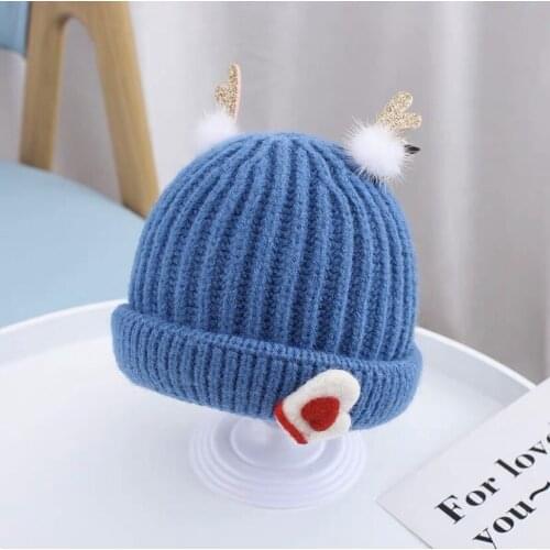 KENSHELLEY Childrens Hat Christmas Fawn Autumn Winter Baby Woolen Hat Cute Super Cute Baby Pullover Knitted Hat