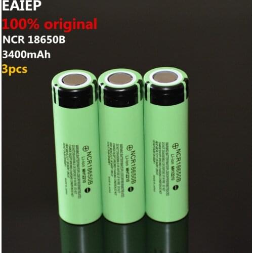 EAIEP 3PCS Original NCR18650B 3.7 v 3400 mah 18650 Lithium Rechargeable Battery Flashlight batteries