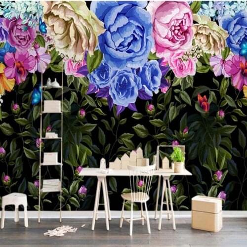 European Modern Hand Painting Rose Flower Wallpaper Mural for Living Room Home Wall Decor Custom Any Size Floral Wall Paper Roll