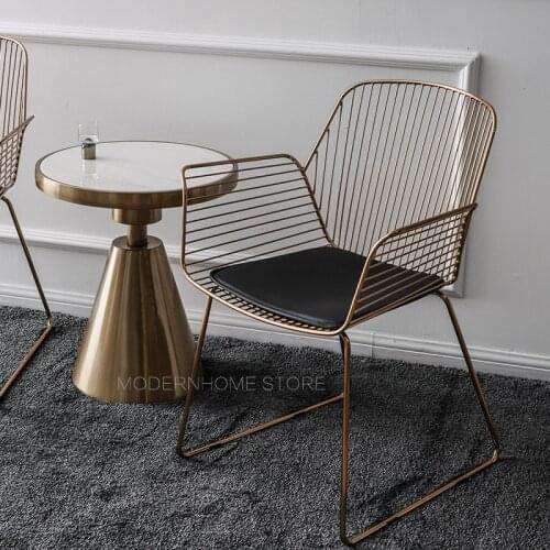 Beautiful Hot Top Sale Promotion Modern Loft Metal Steel Nordic Design fashion gold color dining Room Side cheap wire chair 1PC
