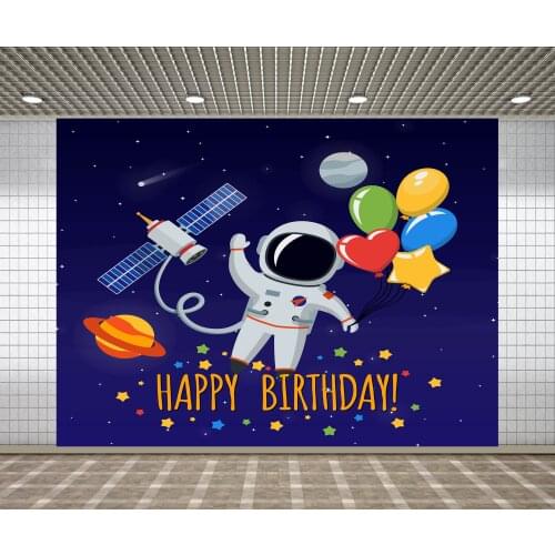 Lyavshi Happy Birthday Party Decoration Astronaut Spaceship Backdrop Props Photo Studio Photocall Photography Background