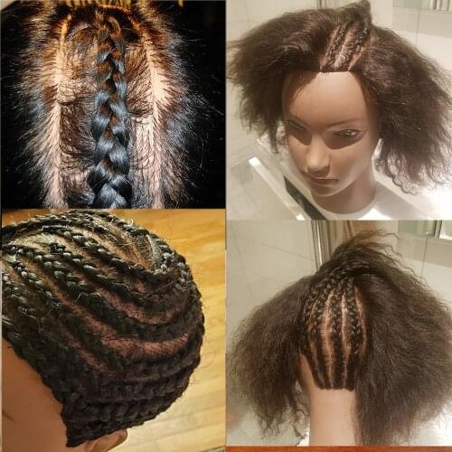 African Afro Mannequin Head With Human Hair Manikin Cosmetology Dummy Doll Hairdresser Traininghead For Styling Cutting Braiding