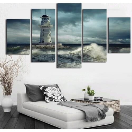 Lighthouse Canvas Paintings Multicolor Seascape Canvas 5 Piece Canvas Art Poster and Printed Modern Design Nordic Home Decor
