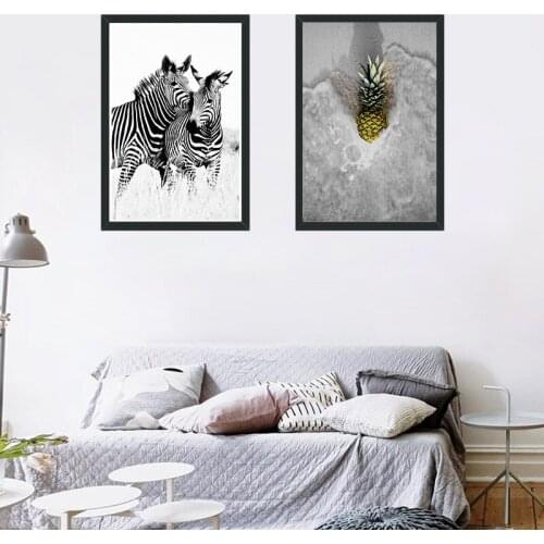 Zebra Pineapple Wall Art Canvas Painting Nordic Posters And Prints Animal Wall Pictures For Living Room Bedroom Home Decor