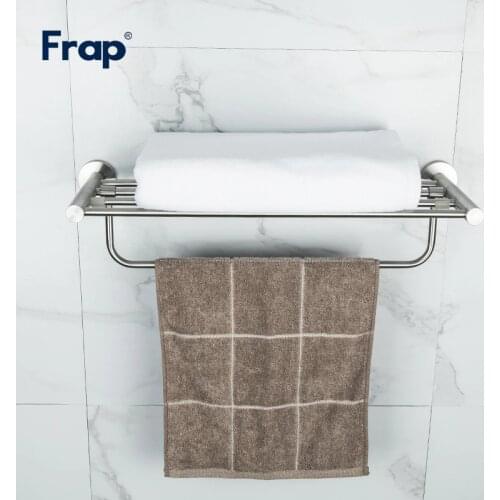 Frap Towel Rack Wall Mounted Shower Holder Bathroom Accessories Fold Stainless Steel Towel Holder F30101