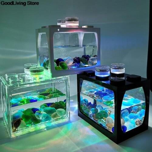 Desktop Aquarium Fish Tank With Light Battery Type Small Tank Aquarium Supplies