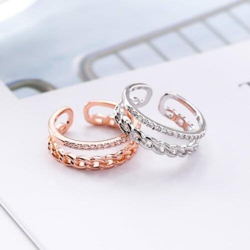 2020 Koreas New Fashion Open Twist Chain Ring Exquisite Temperament Simple Versatile Ring Jewelry
