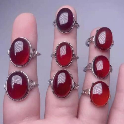 S925 sterling silver natural garnet Wedding ring red gem jewelry glossy large fashion for beauty woman stone noble male Wedding