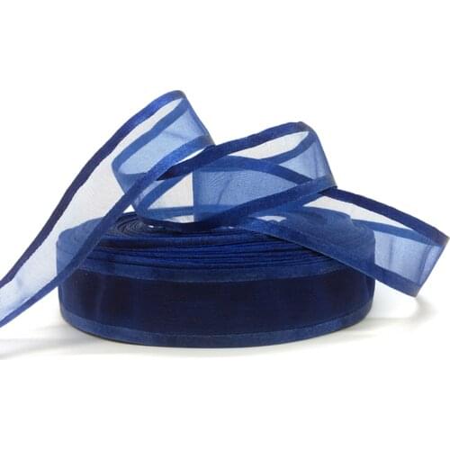 Wholesale 5Yards 1"(25mm) Navy blue Broadside Organza Ribbon Bow Wedding Christmas Party Wrapping Decoration Lace Crafts