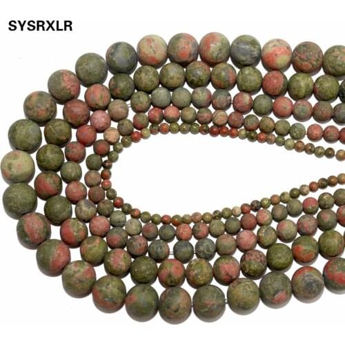 Wholesale Dull Polish Matte Natural Stone Unakite Spacer Round Beads For Jewelry Making Diy Bracelet Necklace 4/6/8/10/12 MM