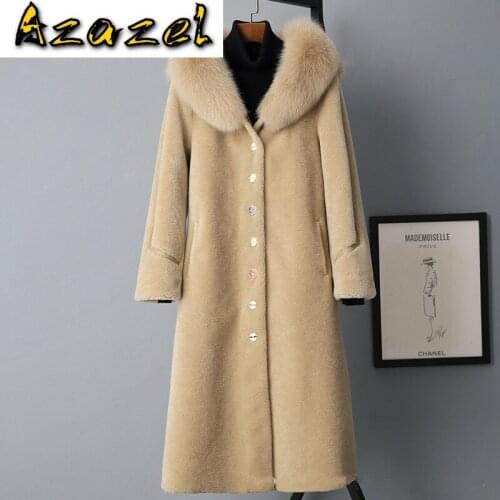 Autumn Winter Women Clothes 2020 Wool Jacket Real Fur Coat Korean Streetwear Vintage Suede Lining Tops Sheep Shearling 3278