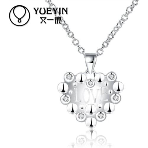 Silver-plated pendant Necklace for women CZ stone Necklace silver plated jewelry link chain Nickle Free Antiallergic