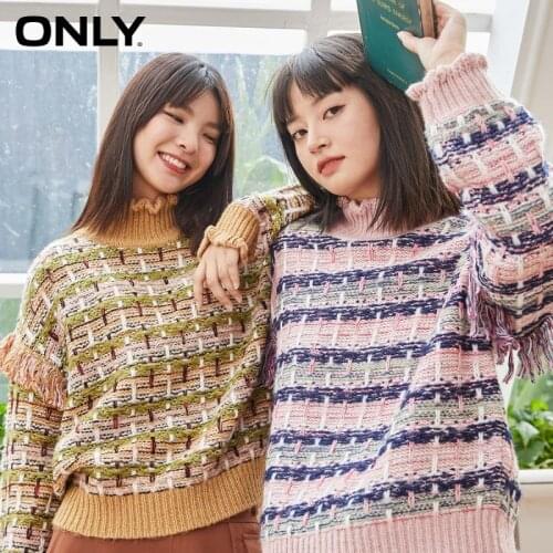 ONLY spring new hit color tassel pullover outer wear half turtleneck sweater knit sweater women | 120413033
