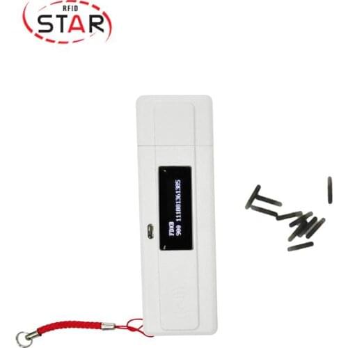 RFID tag animal microchip reader for turtle fish pigeon birds+10 pcs pet chips 1.25*7mm