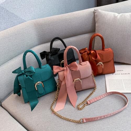 Womens Chains Bags Luxury Bowknot Messenger Bags High Quality Designer Ladies Fashion Solid Color Shoulder Bag Female Handbag