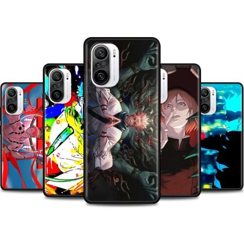 Silicone Case For Xiaomi Redmi Note 10 Pro Max 9 9S 9T 8 8T 7 Para for Redmi K40 9T 9C 9A 9 Black Cover Jujutsu Kaisen Gojo Fox