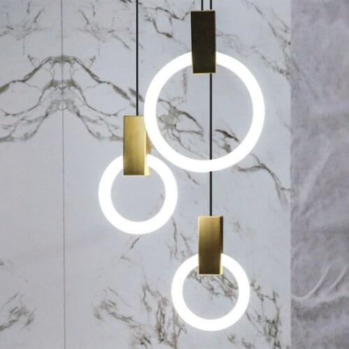 Spiral Stairs LED Pendent Lamp Modern Simple Villa Nordic Living Room Dining Room Bar Counter Pendent Light Hanging LED Lighting
