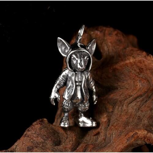 Thai silver Grim Reaper Anubis Pendant 100% Pure 925 Sterling Silver Creative Mouse Necklace Pendant Jewelry for Men Women