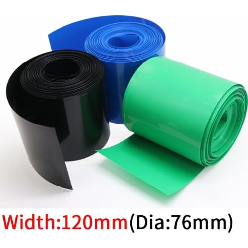 Dia 76mm PVC Heat Shrink Tube Width 120mm Lithium Battery Insulated Film Wrap Protection Case Pack Wire Cable Sleeve Colorful
