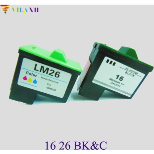 Vilaxh 2Pcs For Lexmark 16 26 Ink Cartridge For Lexmark Z605 Z615 Z645 Z611 Z617 i3 Z13 Z23 Z25 Z33 Z35 Z513 Z515 Z603 X2250 X74