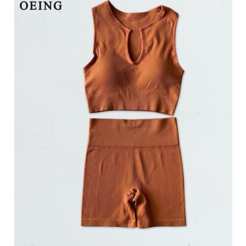 Women Yoga Sets U Collar Bra Sport Set Women High Waist Shorts Female Workout Running Suit For Fitness Seamless Women Sportwear