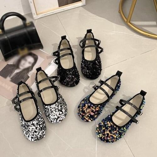 Sequined Flat Shoes for Women, Ladies Casual Cute Doll Shoes (Round Toe)