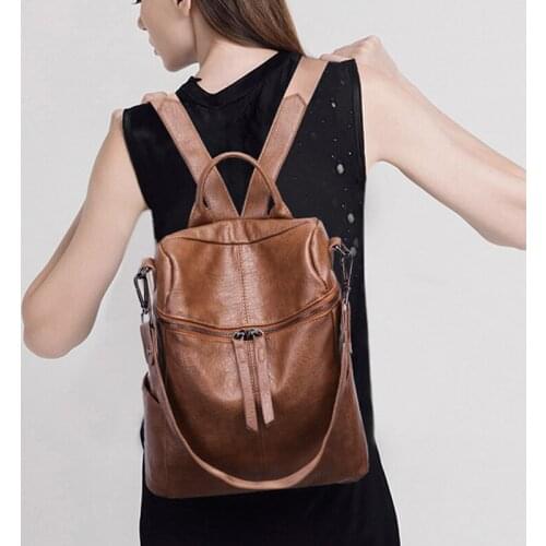 Korean Version Backpack Women The Wild Fashion Travel Backack Woman Bag Leisure Travel PU Leather Backpacks