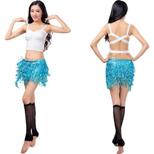 Belly Dance Belt Women Lady Costume 4-layer Sequins Tassel Hip Scarf Triangle Latin Dance Wear Bellydance Waist Chain