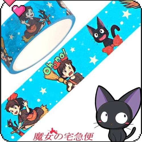 1.5cm*5m Kikis Delivery Service Masking Washi Tape Album Scrapbooking Label Cartoon Stick Decoration