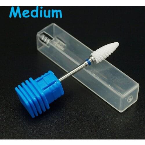 1*Medium Bullet Ceramic Nail Drill Bit Electric Manicure Machine Accessories Nail Art Tools Electric Manicure Milling Nail Files