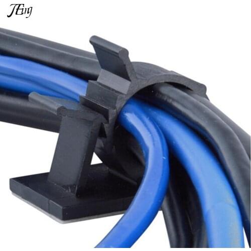 10PCS Black Wire Fixed Clip Car Line Clip Self Adhesive Cord Cable Wire Clear Up Clips Holder Clamps Wire Button 16mm