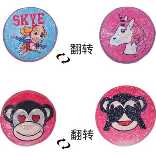 2PCS Carton Dog Monkey Sequins Patch Sew On DIY Embroidered Bling Bling Cartoon double-faced Reversible Apparel Accessories