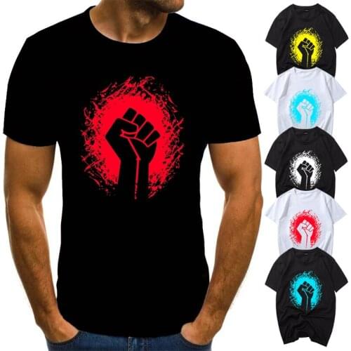 2021 New T Shirt Men Summer Graphic Harajuku Hip Hop O-Neck T Shirt Fist-Power Print Casual Women Short Sleeve Oversise S-3XL