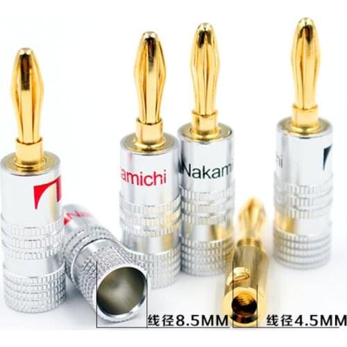 50pcs GD Amp HIFI Speaker Banana plug connectors Video Gold Plated Speaker Copper Adapter Audio Connector FLM
