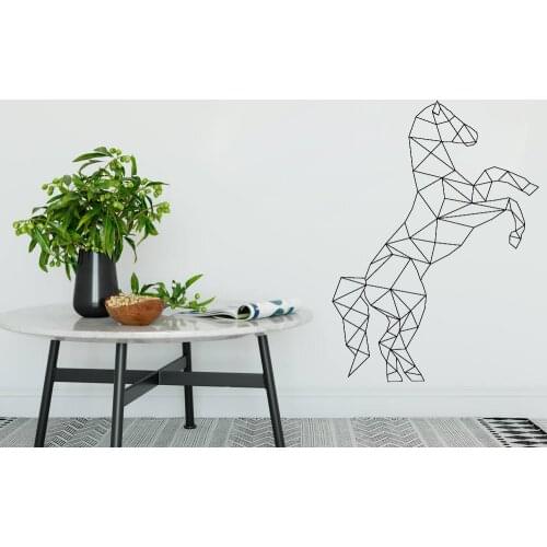 56x75cm Geometric Horse Wall Sticker Decal For Baby Boy Room Art Wall Decor Stickers Muraux Cute 3D Vinyl Removable Poster LC370