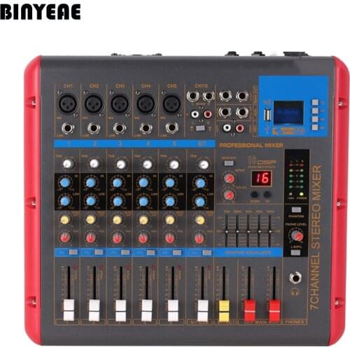 7 Channel Audio Amplifier DJ Mixer Powered Amp Mezcladora De DJ PMR706D For Recording Microphone