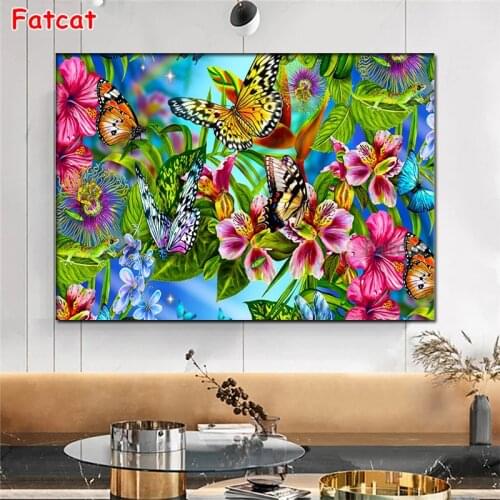 Diamond painting Flower butterfly Full Square Round Drill Wall Decor Inlaid Resin Embroidery Craft Cross stitch PP682