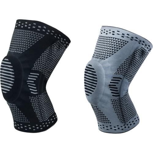 1 piece Patella Knee Protector Brace Silicone Spring Knee Pad Basketball Knitted Compression Elastic Knee Sleeve Support Sports