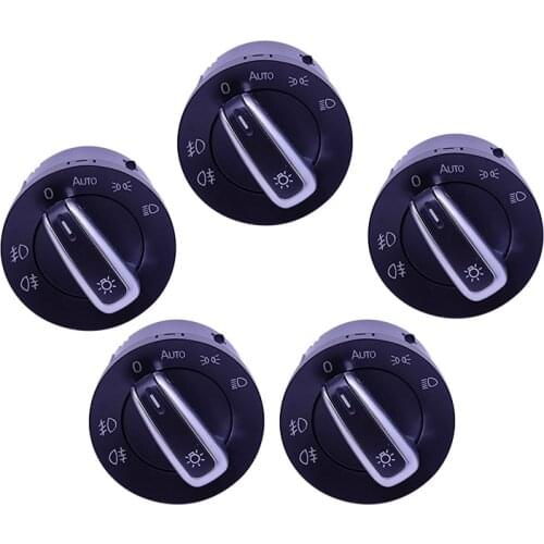 5 Pcs Chrome Headlight Switch For Golf Jetta MK5 MK6 GTI Passat B6 B7 CC Touran Tiguan 5ND 941 431 B 5ND 941 431 A 5ND941431B