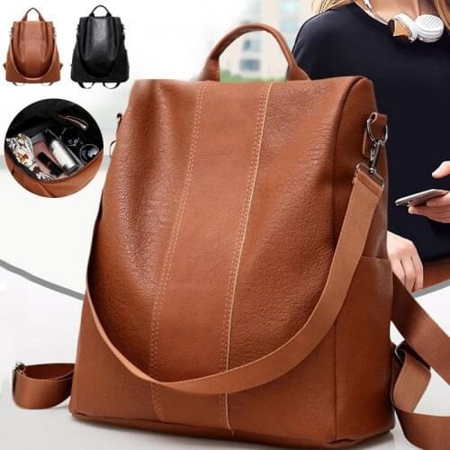Quality Leather Anti-thief Women Backpack Large Capacity Hair Ball School Bag for Teenager girls Male Travel Bags