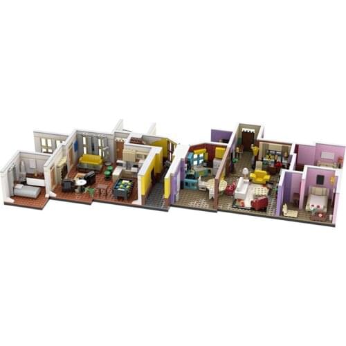 MOC Friends Flat TV Show Creative Building Blocks Street View Collection Architecture Scene Model Toys For Children Kids